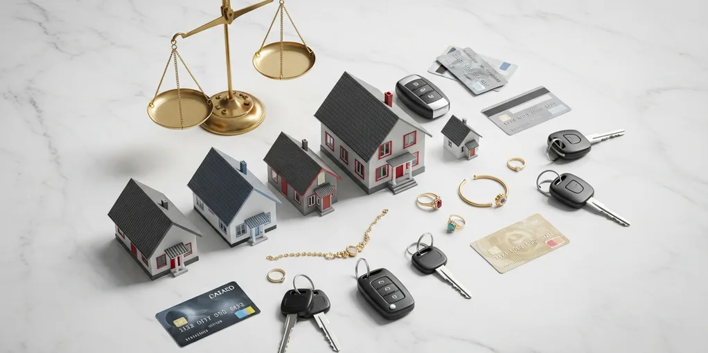 Boşanmada mal paylaşımı - ev, araba ve varlık paylaşımı konsept görseli